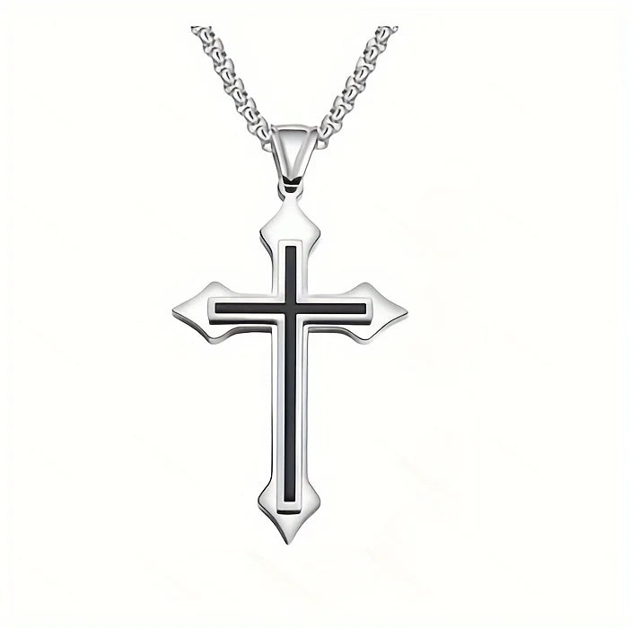 collier pendentif croix en acier inoxydable