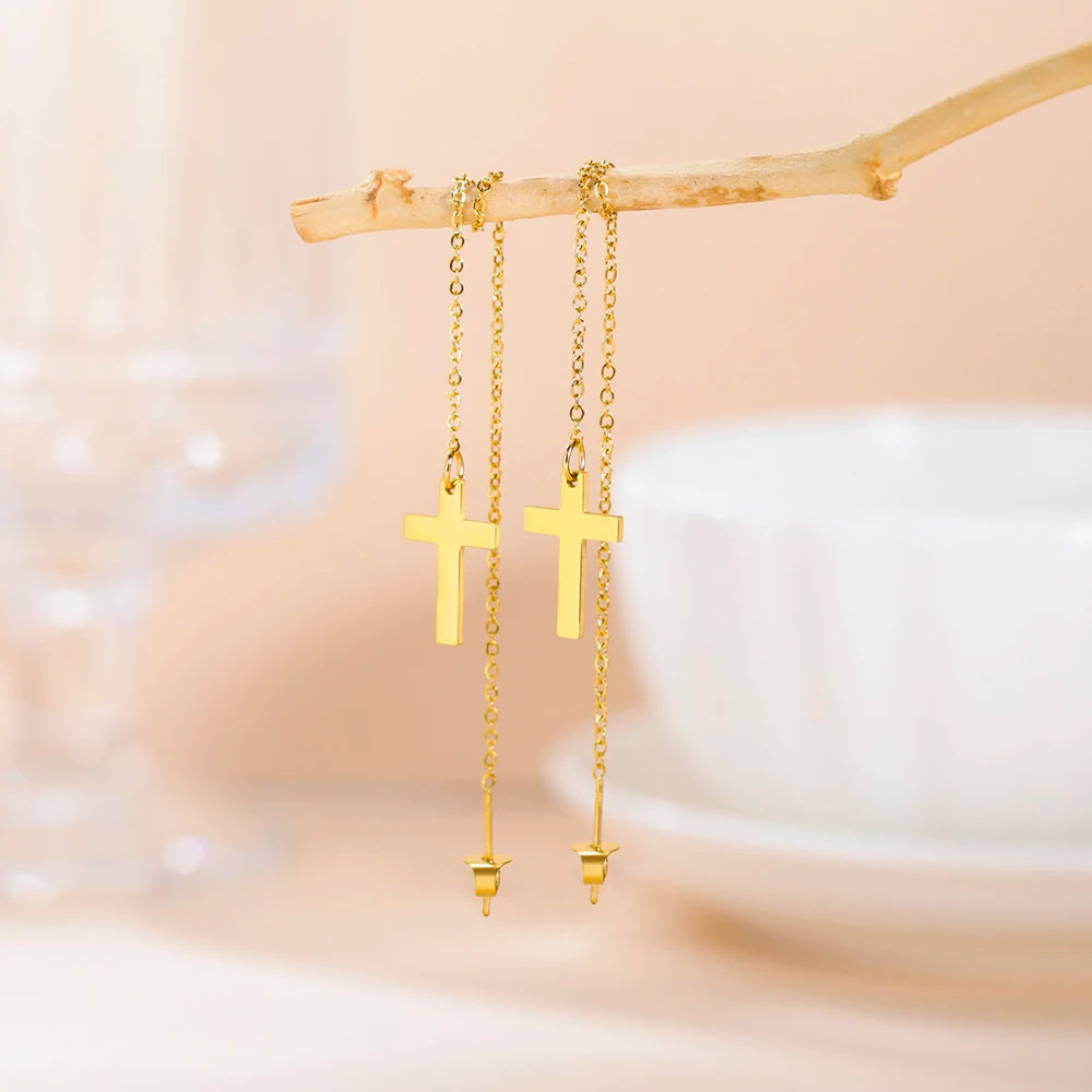 Boucles d'oreilles longues en croix pour femmes