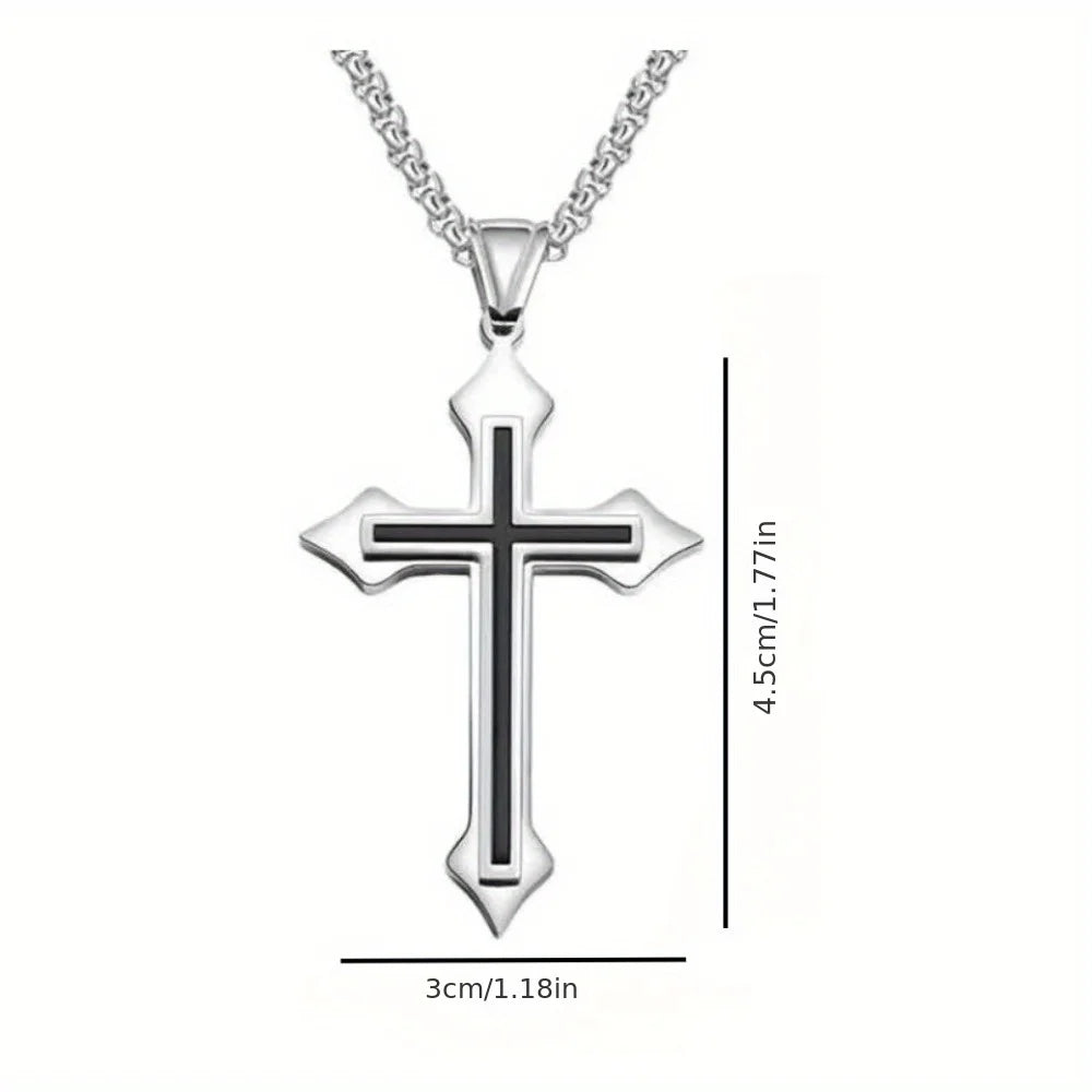 collier pendentif croix en acier inoxydable