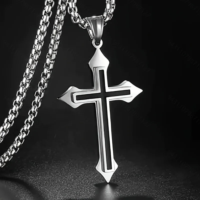 collier pendentif croix en acier inoxydable