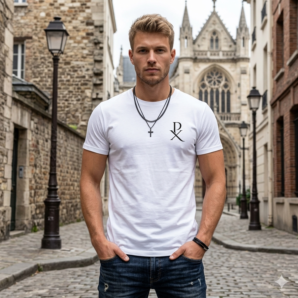 T-shirt chrétien In Hoc Signo Vinces homme – Chi Rho